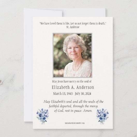 Begrafenis van Mary Sympathy Bedankkaart (Voorkant)