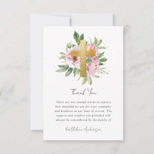 Begrafenis van sympathie met bloemenfoto bedankkaart (Achterkant)