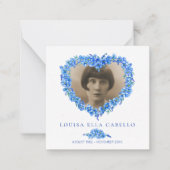 Begrafenis vergeet-me-nots ze is weg gedicht blauw notitiekaartje (Voorkant)