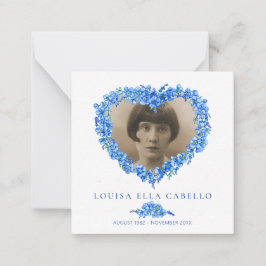 Begrafenis vergeet-me-nots ze is weg gedicht blauw notitiekaartje