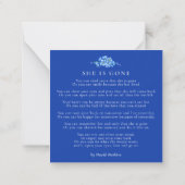 Begrafenis vergeet-me-nots ze is weg gedicht blauw notitiekaartje (Achterkant)