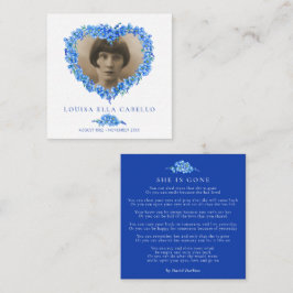 Begrafenis vergeet-me-nots ze is weg gedicht blauw notitiekaartje