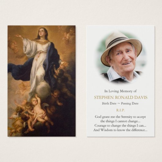 Begrafenis verlies aanname Mary gebed sympathie ka Visitekaartje (Voorkant /achterkant)