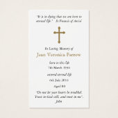 Begrafenis verlies engel lief gebed sympathie kaar visitekaartjes (Achterkant)