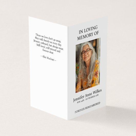 Begrafenis viering van het leven Dank u Kaart (Buitenkant)