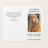 Begrafenis viering van het leven Dank u Kaart (Buitenkant ongevouwen)