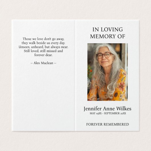 Begrafenis viering van het leven Dank u Kaart (Buitenkant ongevouwen)