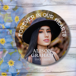 Begrafenis voor altijd in onze harten aangepaste f ronde button 5,7 cm