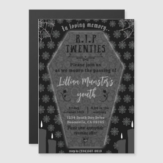 Begrafenis voor mijn jeugd Dood aan mijn 20ste ver Magnetische Uitnodiging