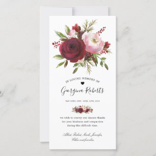 Begrafenis Waterverf Floral Memorial Bedankt Opmer Kaart