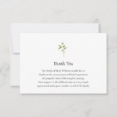 Begrafenis Waterverf groen dank u nota nemen van K Bedankkaart (Voorkant)