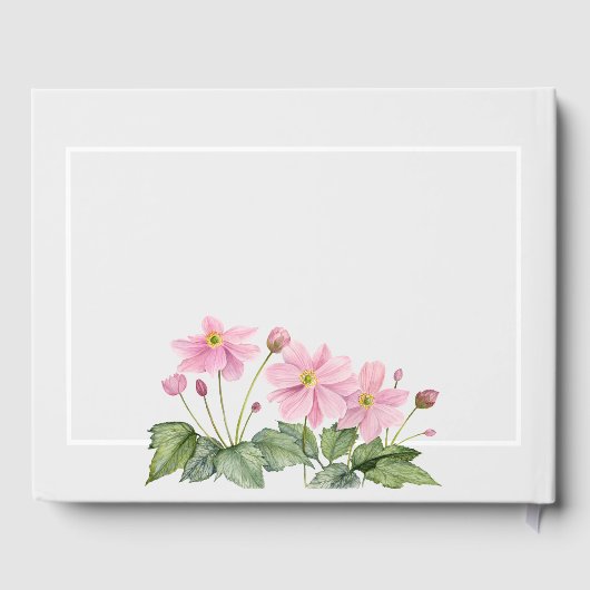 Begrafenis Waterverf zacht roze japans anemoon Gastenboek (Achterkant)