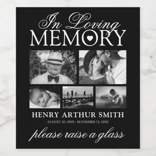 begrafenis | Zet een glazen herinnering op Wijn Etiket (Enkel label)