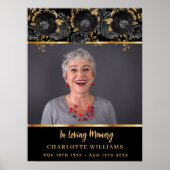 Begrafenis zwart goud foto gedenkteken welkom poster (Voorkant)