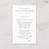 Begrafenis zwart-wit St. Franciscus Gebed Kaart Visitekaartje (Voorkant)