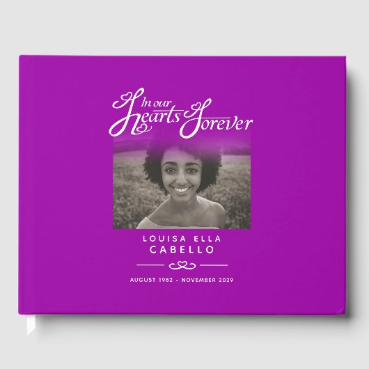 Begrafenisaandenken gastenboek in ons hart mauve (Voorkant)