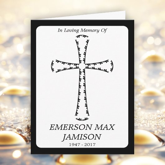 Begrafenisaankondiging : Elegant kruis Aankondiging