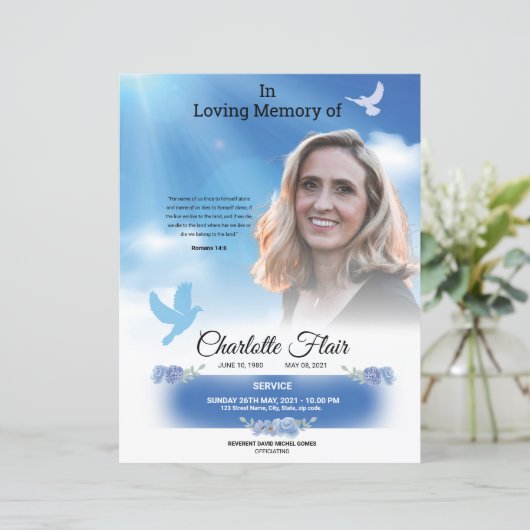 begrafenisaankondiging en uitnodiging (Staand voorkant)