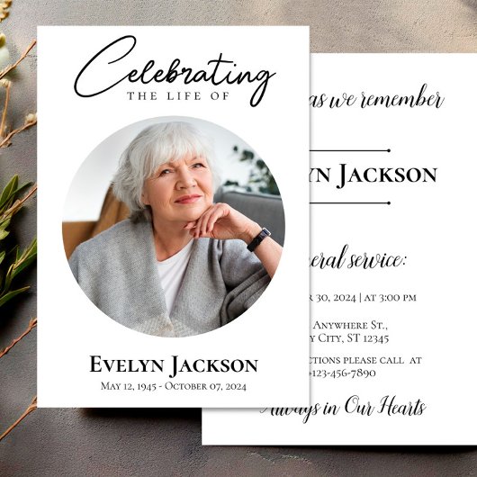 Begrafenisaankondiging, herdenkingsdienst Foto Kaart