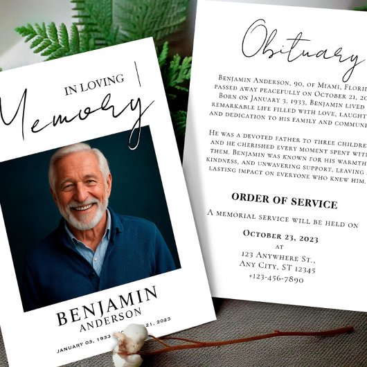 Begrafenisaankondigingsfoto in Loving Mamory Kaart