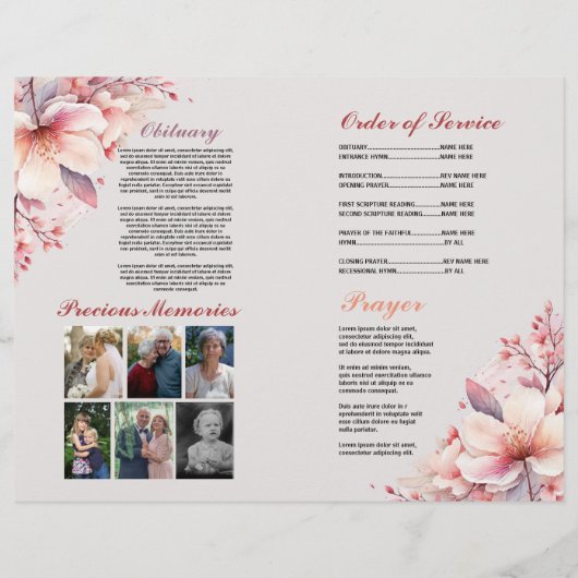 Begrafenisbestelling Service Viering van het leven Flyer (Achterkant)