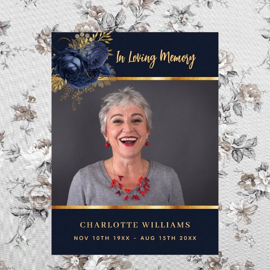 Begrafenisblauwe foto bloemenmonument welkom poster