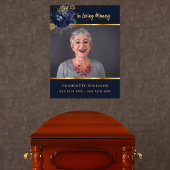 Begrafenisblauwe foto bloemenmonument welkom poster