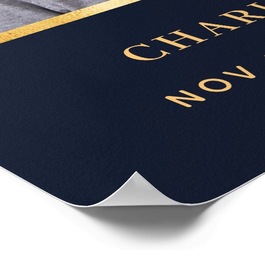 Begrafenisblauwe foto bloemenmonument welkom poster (Hoek)