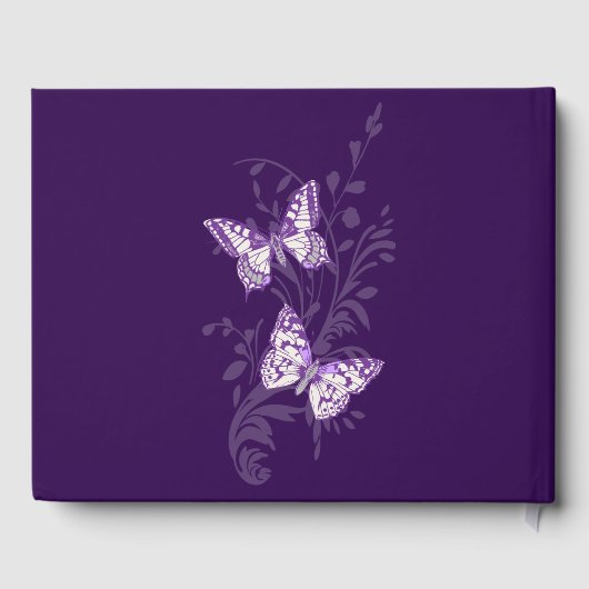 Begrafenisboek in ons hart paarse witte tekst gastenboek (Achterkant)