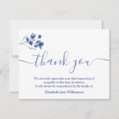 Begrafenisdank | Blauwe Waterverf Bedankkaart (Voorkant)