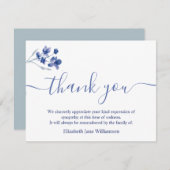 Begrafenisdank | Blauwe Waterverf Bedankkaart (Voorkant / Achterkant)