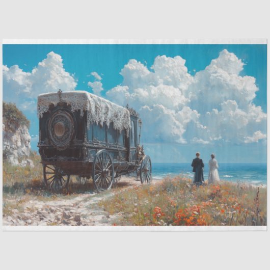 Begrafenisdienst Begrafenis Koets Decoupage Tissuepapier (Voorkant)