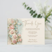 Begrafenisdienst Bloemenkruis Religieus Bedankkaart (Staand voorkant)