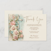 Begrafenisdienst Bloemenkruis Religieus Bedankkaart (Voorkant / Achterkant)