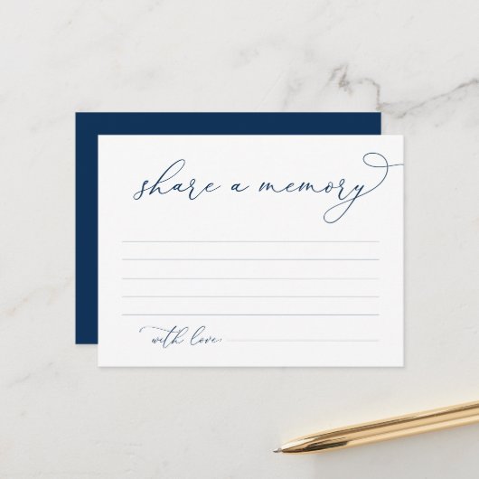 Begrafenisdienst, Deel een herinnering, Navy Blue Briefkaart (Voorkant / Achterkant in situ)