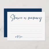 Begrafenisdienst, Deel een herinnering, Navy Blue Briefkaart (Voorkant / Achterkant)