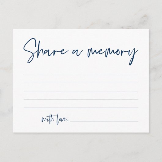 Begrafenisdienst, Deel een herinnering, Navy Blue Briefkaart (Voorkant)