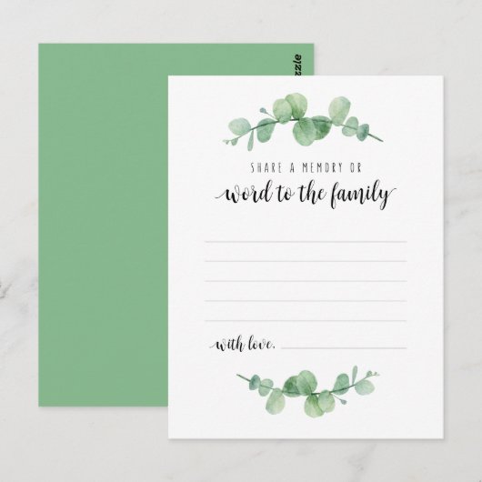 Begrafenisdienst, Groen, Deel een Kaart (Voorkant / Achterkant)