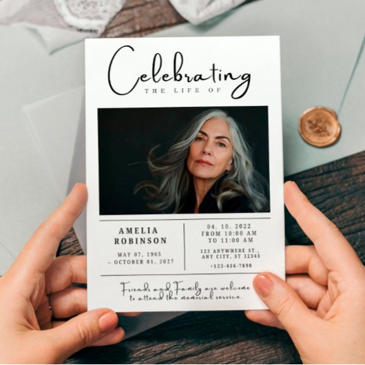 Begrafenisdienst met foto kaart