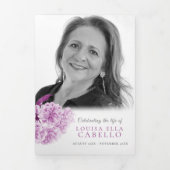 Begrafenisdienst paarse bloesem foto's drieluik programma (Cover)