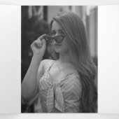 Begrafenisdienst paarse bloesem foto's drieluik programma (Binnenkant midden)