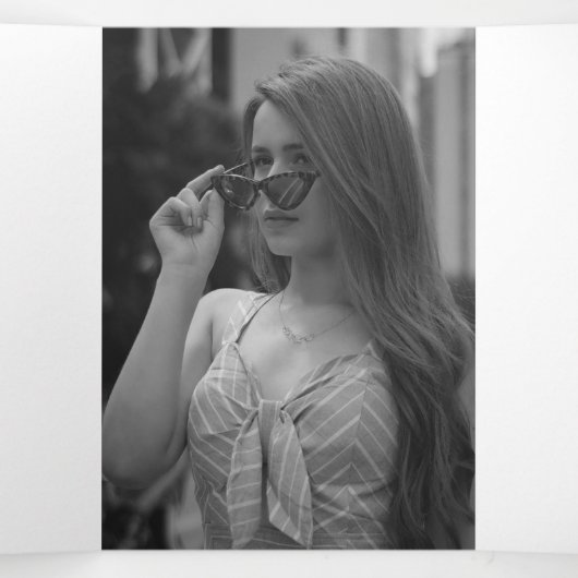 Begrafenisdienst paarse bloesem foto's drieluik programma (Binnenkant midden)