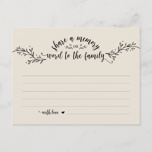 Begrafenisdienst, Rustic Cream, Deel een geheugenk Briefkaart (Voorkant)