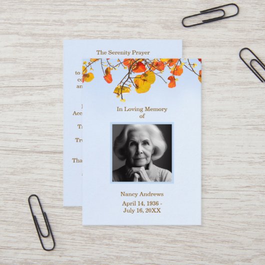 Begrafenisdienst Sky verlaat gebedsruimte Kaart Visitekaartje (Voorkant / Achterkant in situ)