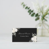 Begrafenisdienst zwart wit bloemen QR code Visitekaartje (Staand voorkant)