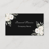 Begrafenisdienst zwart wit bloemen QR code Visitekaartje (Voorkant)