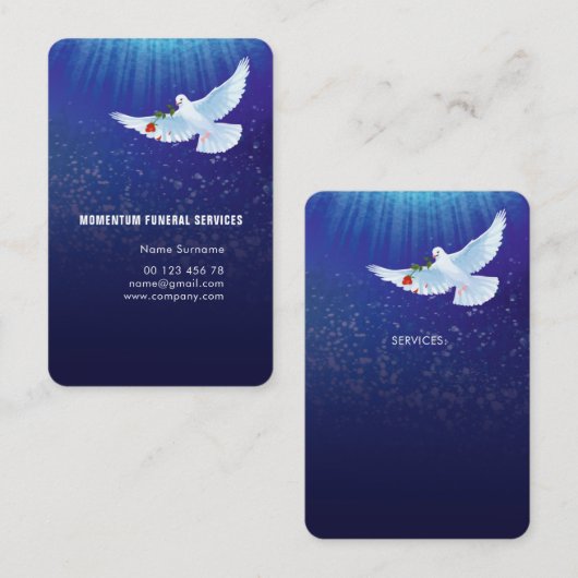 Begrafenisdiensten, ontwerp van visitekaartjes (Voorkant / Achterkant)