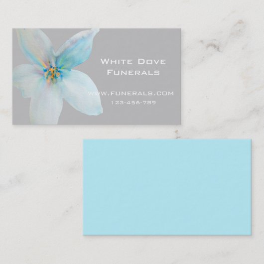 begrafenisdiensten van wit bloemontwerp visitekaartje (Voorkant / Achterkant)