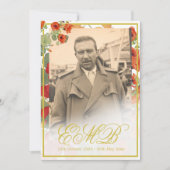 Begrafenisfoto Bloemen Goud Viering Kaart (Voorkant)