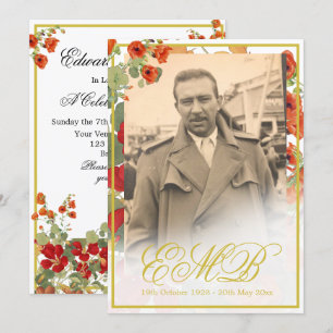 Begrafenisfoto Bloemen Goud Viering Kaart